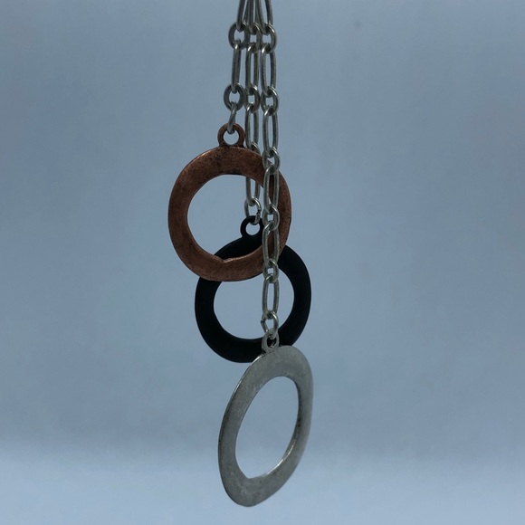 Dangle Circular Necklace Silver, Copper, Black Tones ( 3 for $15 ) - Picture 3 of 4